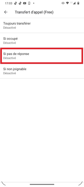 Paramétrage du renvoi d’appel