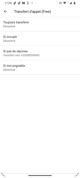Paramétrage du renvoi d’appel