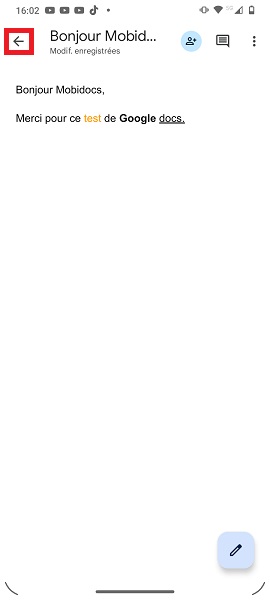Fonctionnalité de Google Docs