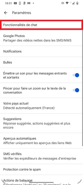 Fonctionnalité de Chat