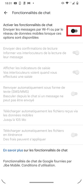 Fonctionnalité de Chat