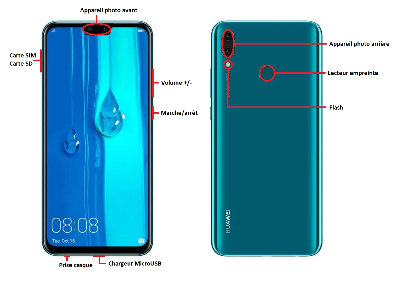 Design du Huawei Y9 2019