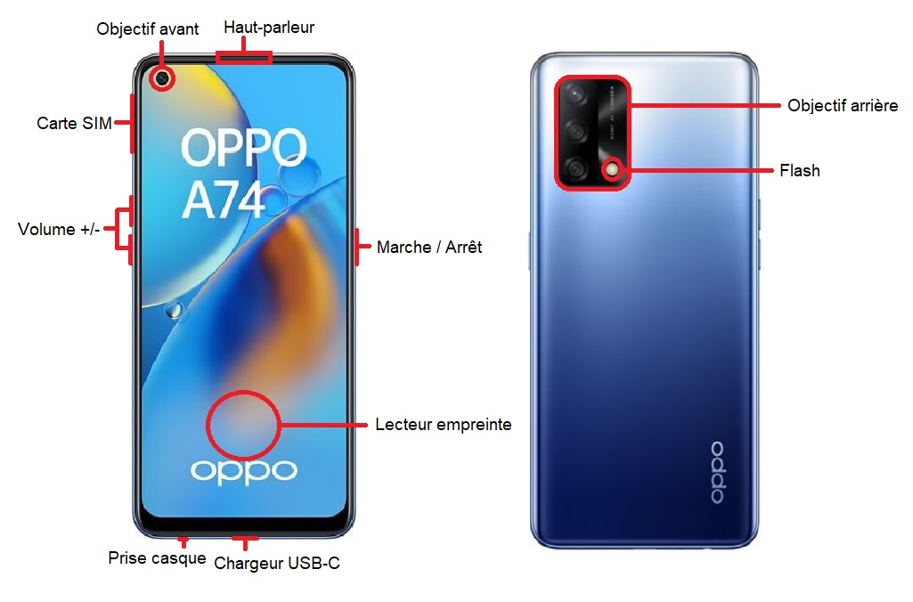 Design du OPPO A74 4G
