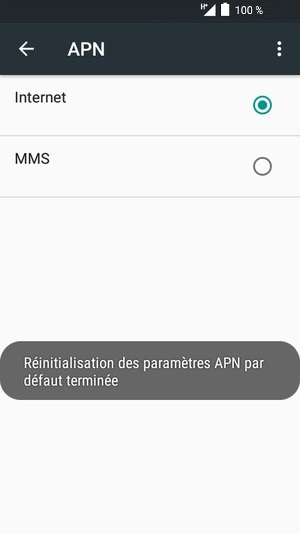 Rétablir les paramètres Internet/MMS par défaut