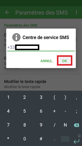 Vérifier le centre de messagerie (SMS)