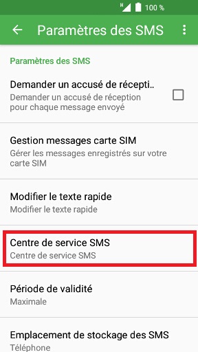 Vérifier le centre de messagerie (SMS)
