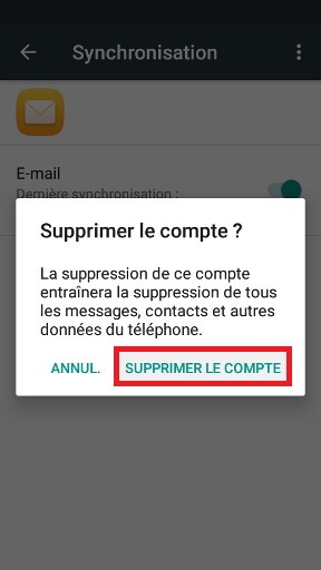 Supprimer un compte e-mail