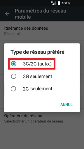 Activer la 3G ou la 4G