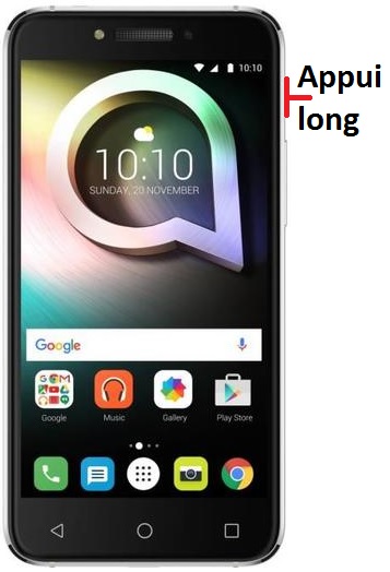Comment éteindre le Alcatel Shine Lite ?