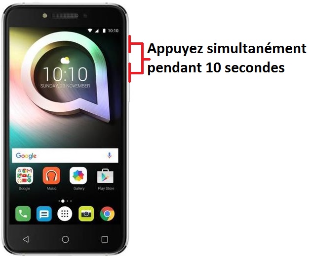 Forcer l'arrêt si le Alcatel Shine Lite est bloqué