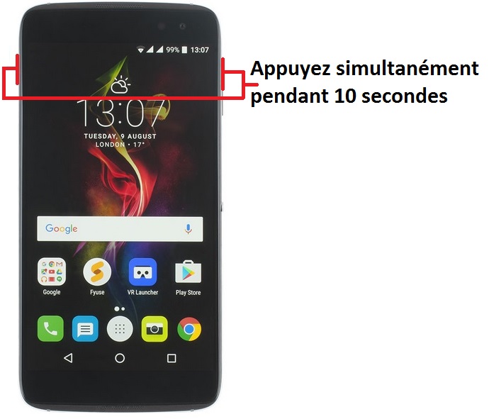 Forcer l'arrêt si le Alcatel Idol 4 est bloqué