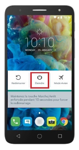 Comment éteindre le Alcatel POP 4 ?