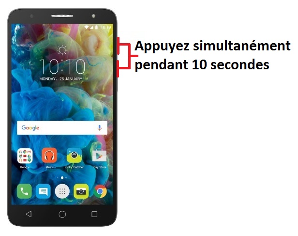 Forcer l'arrêt si le Alcatel POP 4 est bloqué