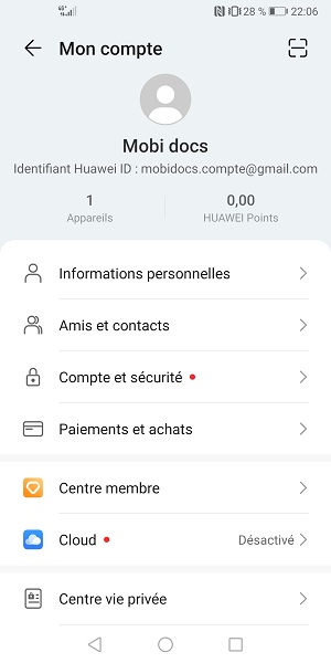 Créer un compte Huawei (Huawei ID)