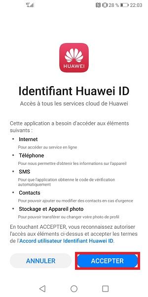 Créer un compte Huawei (Huawei ID)