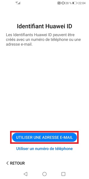 Créer un compte Huawei (Huawei ID)