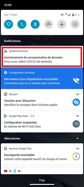 Retirer la notification d’alerte affichée
