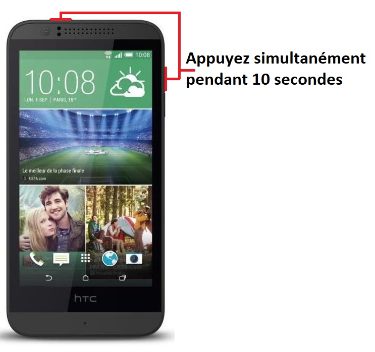 Forcer l'arrêt si le HTC Desire 510 est bloqué