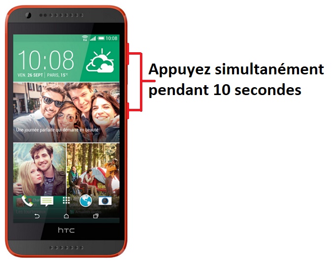Forcer l'arrêt si le HTC desire 620 est bloqué