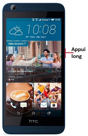 Comment éteindre le HTC Desire 626 ?