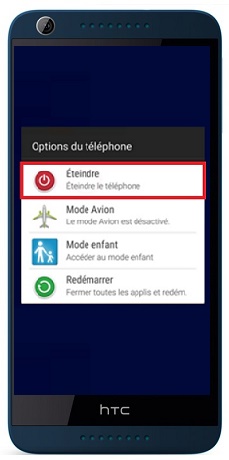 Comment éteindre le HTC Desire 626 ?