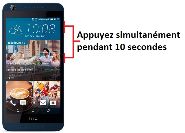 Forcer l'arrêt si le HTC Desire 626 est bloqué