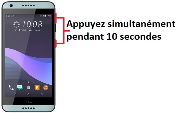 Forcer l'arrêt si le HTC Desire 650 est bloqué