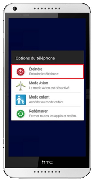 Comment éteindre le HTC Desire 816 ?