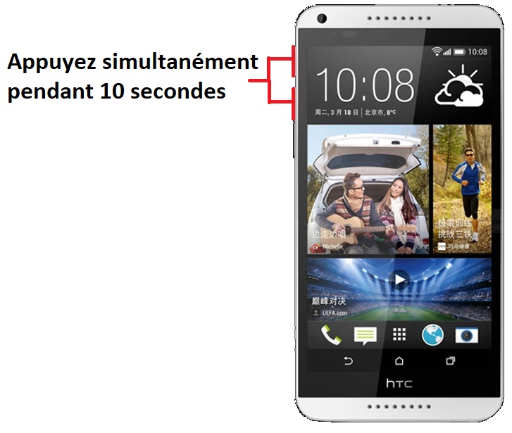 Forcer l'arrêt si le HTC Desire 816 est bloqué