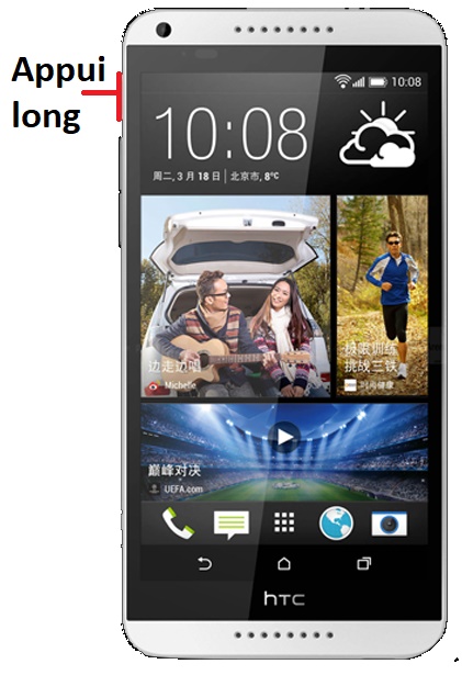 Comment éteindre le HTC Desire 816 ?