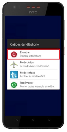 Comment éteindre le HTC Desire 825 ?