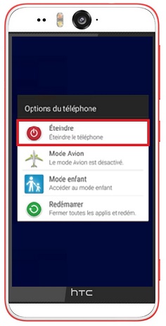 Comment éteindre le HTC Desire Eye ?
