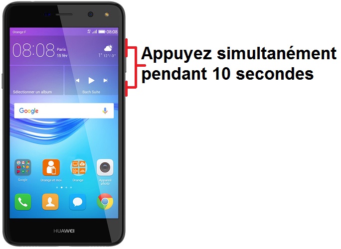 Forcer l'arrêt si le Huawei Y6 est bloqué