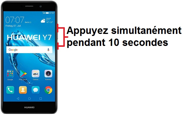 Forcer l'arrêt si le Huawei Y7 est bloqué