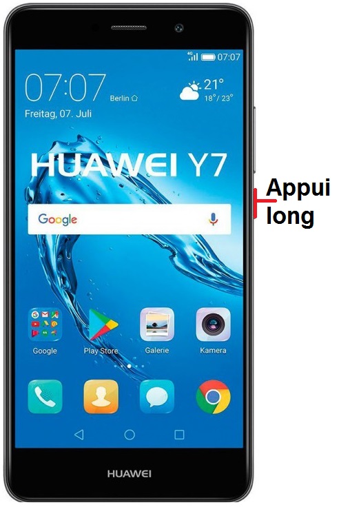 Comment éteindre le Huawei Y7 ?