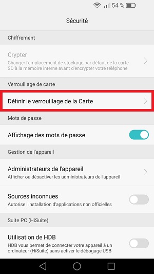 Changer le code PIN sur le Honor 5X