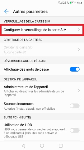 Changer le code PIN sur le Honor 8