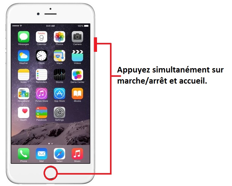 Capture sur iPhone avec bouton d’accueil (SE, 8 et avant)