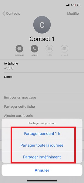 Activer le partage de position sur iPhone