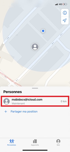 Partager sa position avec un contact