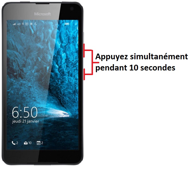 Forcer l'arrêt si le Microsoft Lumia 650 est bloqué