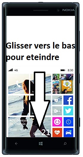 Comment éteindre le Nokia Lumia 830 ?