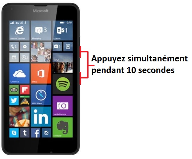 Forcer l'arrêt si le Microsoft Lumia 640 est bloqué
