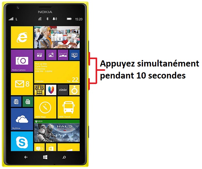 Forcer l'arrêt si le Nokia Lumia 1520 est bloqué