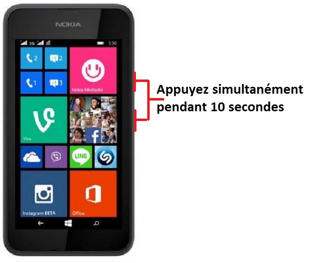 Forcer l'arrêt si le Nokia Lumia 530 est bloqué