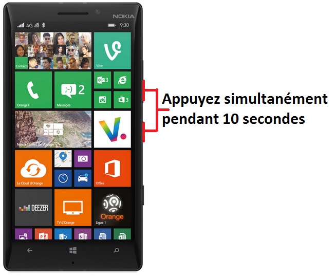 Forcer l'arrêt si le Nokia Lumia 930 est bloqué