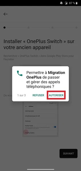 Lancer le transfert depuis un ancien Android