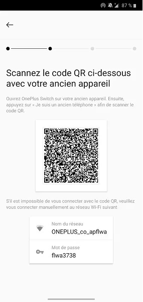 Lancer le transfert depuis un ancien Android