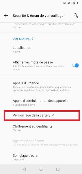 Modifier le code PIN de la SIM sur OnePlus 3T
