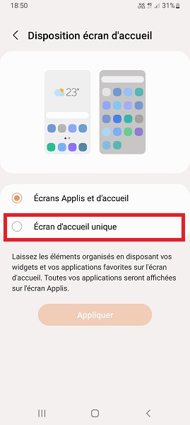 Vous souhaitez avoir la totalité de vos applications sur l’écran d’accueil :
